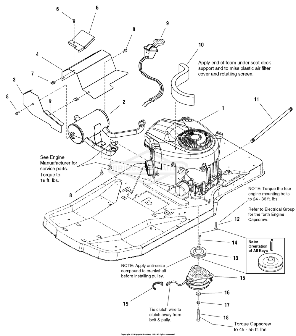 Engine Group - 22hp Briggs And Stratton Diagram and Parts List for 2690519 (107277741)(2005) Briggs and Stratton Lawn Tractor